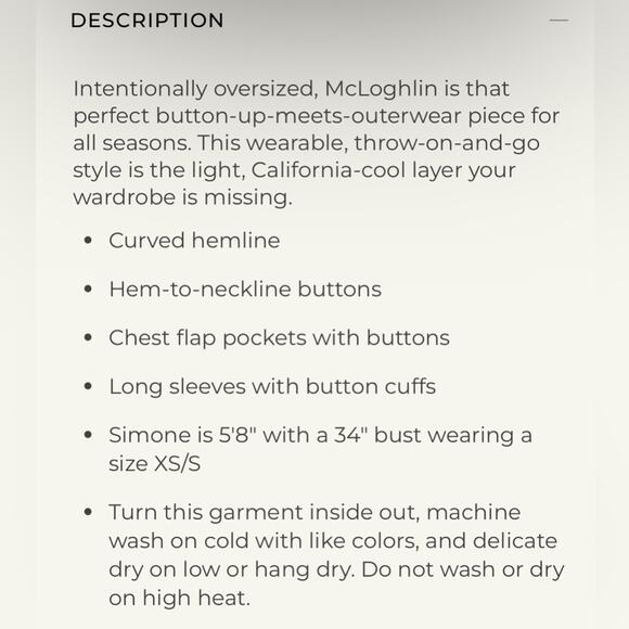 NWT New Frank & Eileen Mcloghlin Utility Shacket in Natural Size M/L - Picture 9 of 10